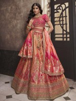 Peach N Pink Banarshi Silk Lehenga